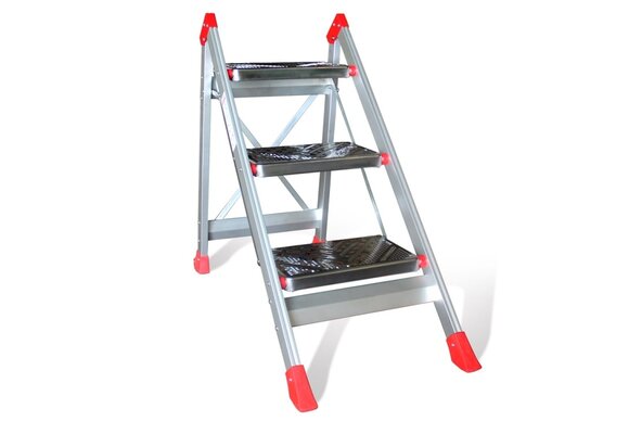 Magazijntrap - 3 treden - aluminium - 2,75 m werkhoogte