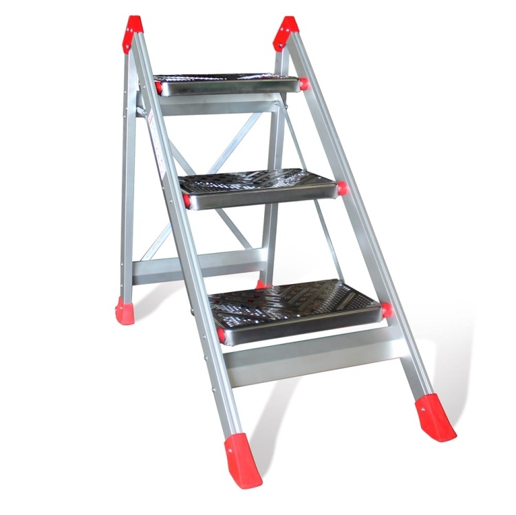 Magazijntrap - 3 treden - aluminium - 2,75 m werkhoogte