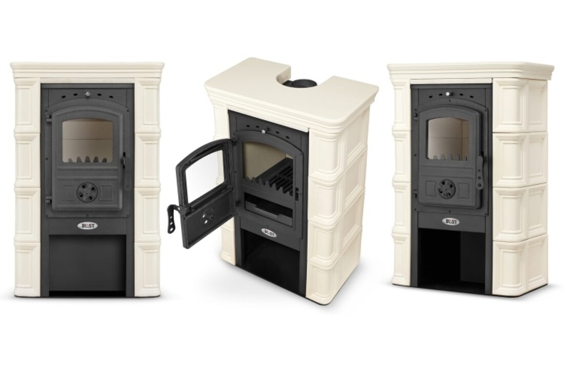 Tegelkachel - houtkachel - 12 kW - ELBE - cappuccino