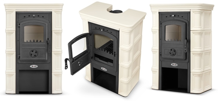 Tegelkachel - houtkachel - 12 kW - ELBE - cappuccino