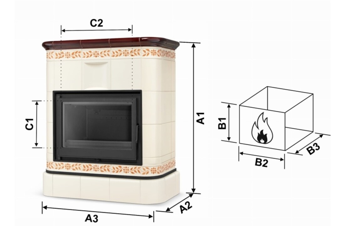 Tegelkachel - houtkachel - 13 kW - SICILIA - keramisch