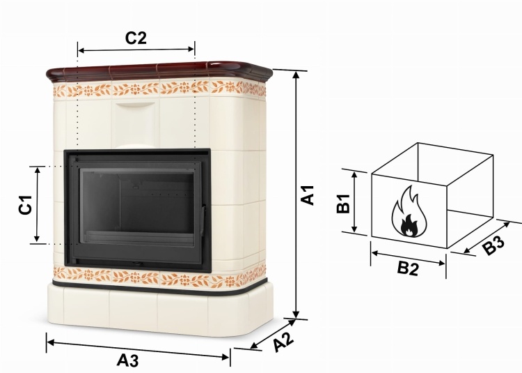 Tegelkachel - houtkachel - 13 kW - SICILIA - keramisch