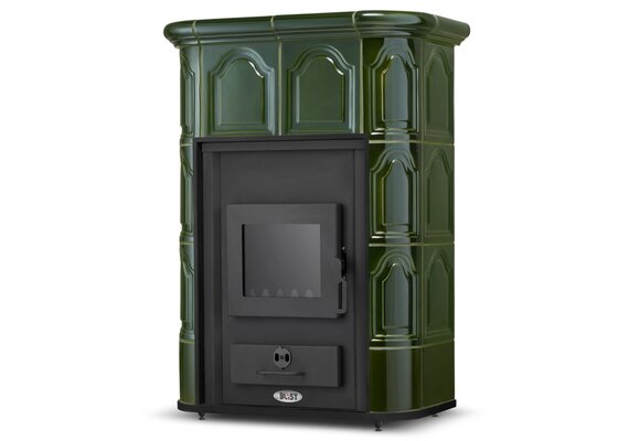 CV houtkachel - tegelkachel met watermantel - 14 kW - groen