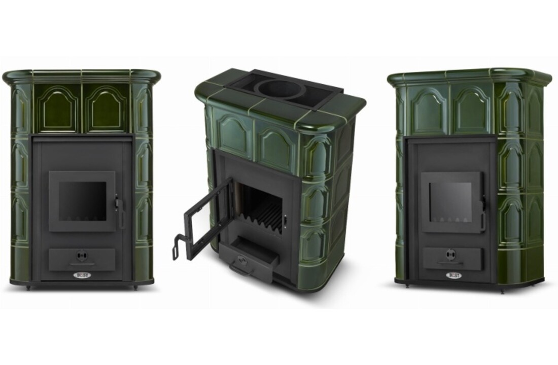 PERUGGIA OLIVE Kachel met Watermantel - 14 kW - Groen