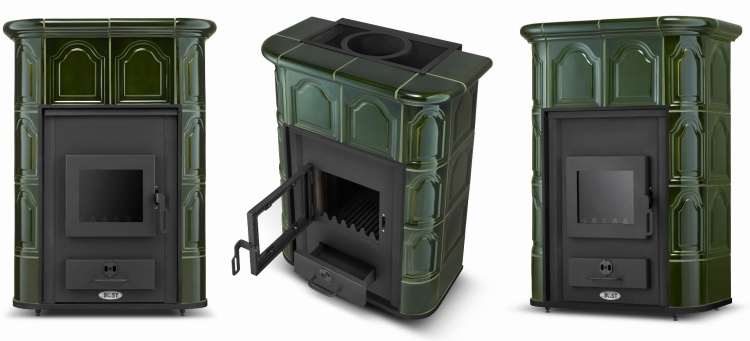 PERUGGIA OLIVE Kachel met Watermantel - 14 kW - Groen