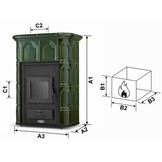 PERUGGIA OLIVE Kachel met Watermantel - 14 kW - Groen