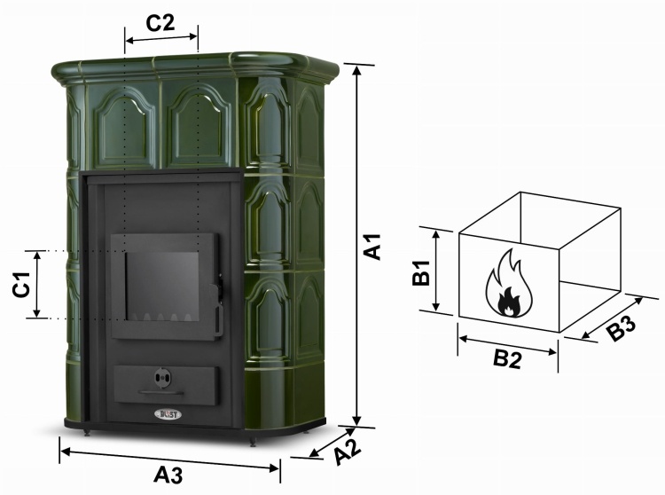 PERUGGIA OLIVE Kachel met Watermantel - 14 kW - Groen