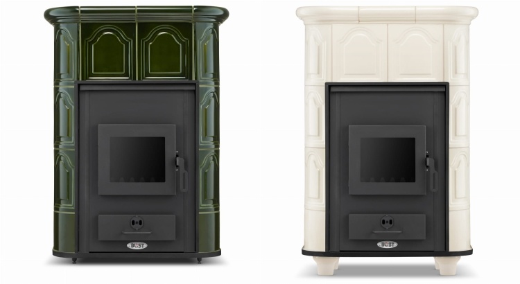 CV houtkachel - tegelkachel met watermantel - 14 kW - groen