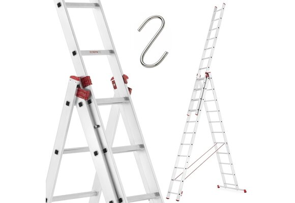 Universele aluminium ladder HIGHER Professional 3x11 150 kg - 7,69 m