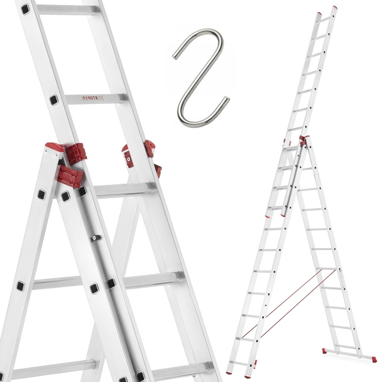 Universele aluminium ladder HIGHER Professional 3x11 150 kg - 7,69 m
