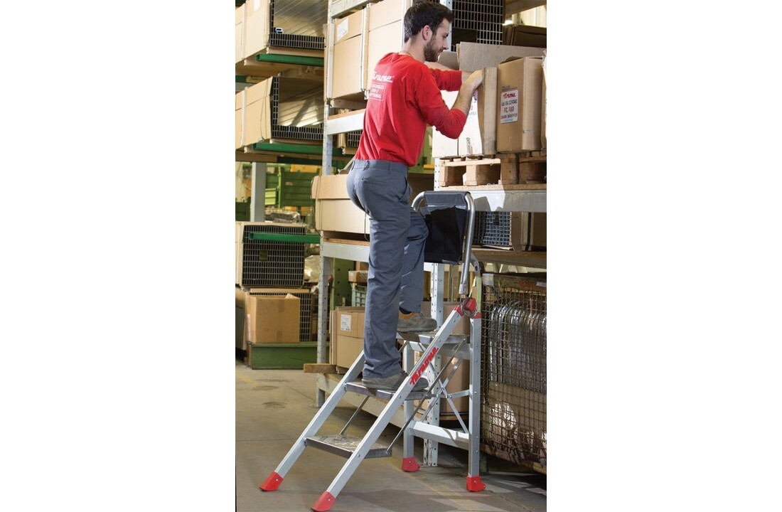 Faraone SGP Magazijnladder | 3,23 m | Aluminium | Inox treden