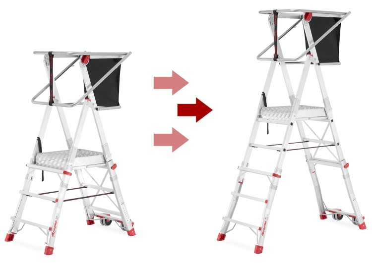 Faraone PLS3 magazijn platformladder met wielen - 3 treden