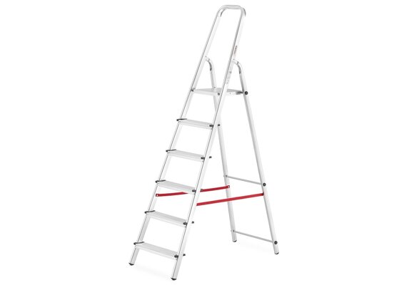 Huishoudtrap - 6 treden - aluminium - 3,20 m werkhoogte