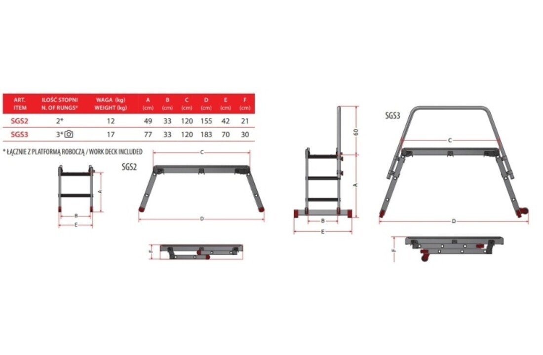 Faraone SGS inklapbaar werkplatform 3 treden