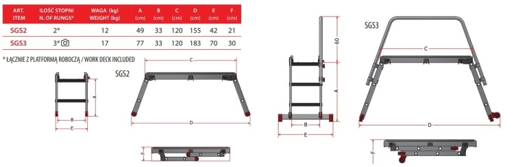 Faraone SGS inklapbaar werkplatform 3 treden
