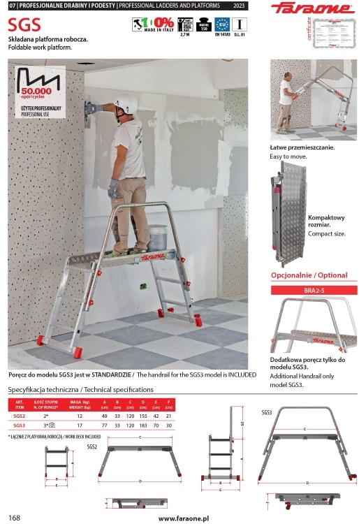 Faraone SGS inklapbaar werkplatform 3 treden