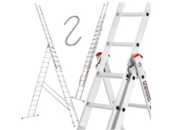 HIGHER 3x11 Profi Multifunctionele Aluminium Ladder - 8,13m