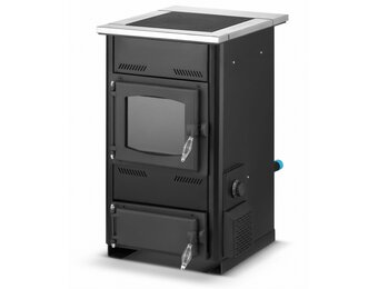 Houtkachel Temy ES 10 kW Zwart - 2-in-1 CV en Houtkachel