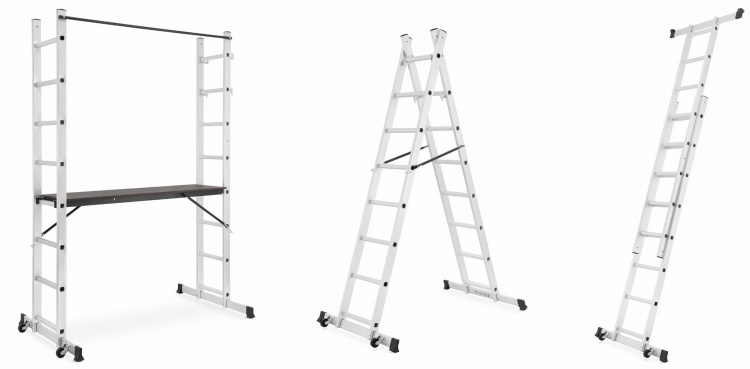 HIGHER 2x8 aluminium trapsteiger 3-in-1 werkplatform