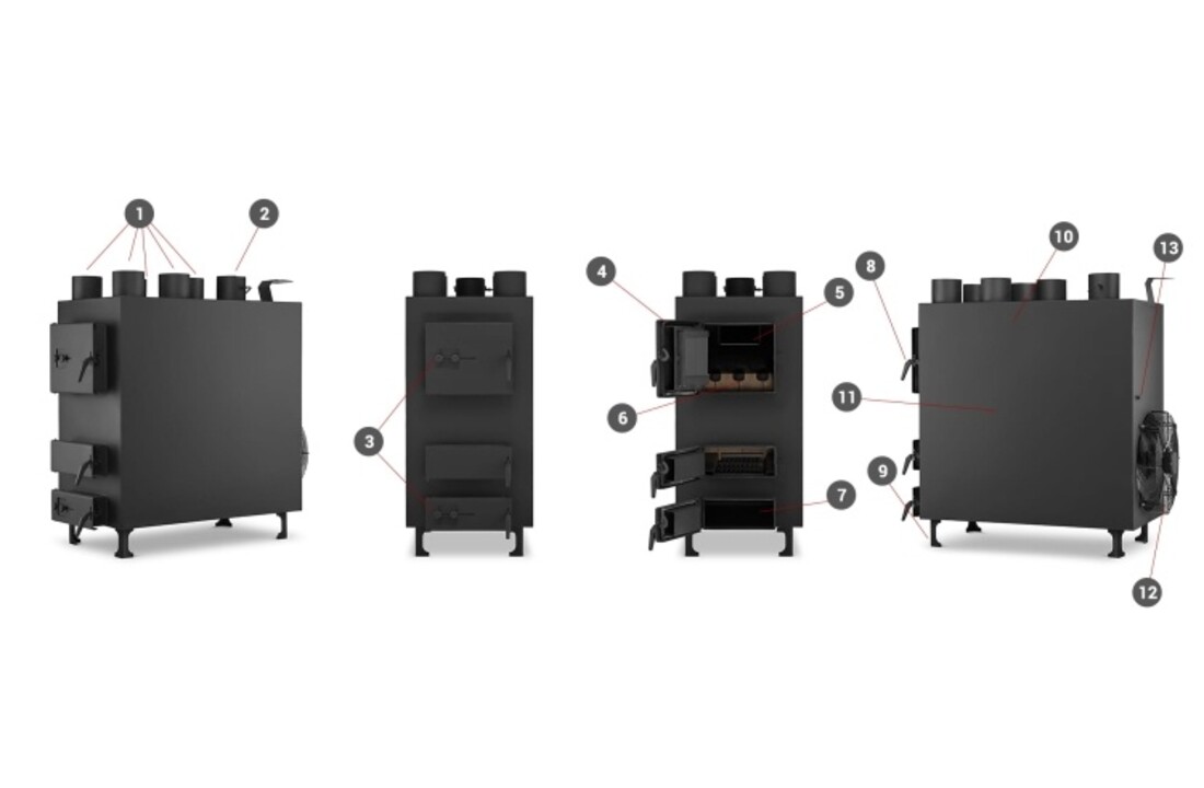 Luchtblazer Kachel PN5 50 kW HIGHER met ventilator