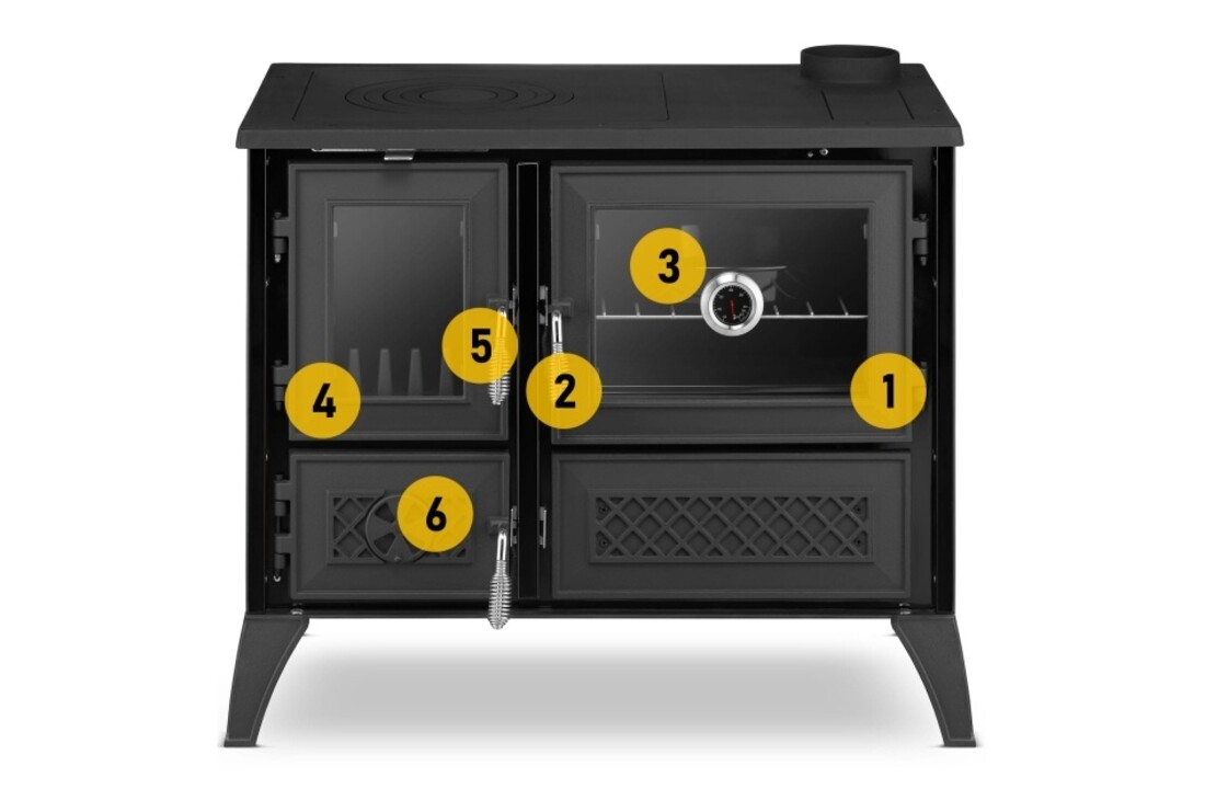 Houtkachel - gietijzer - 9kW - STELLA - zwart