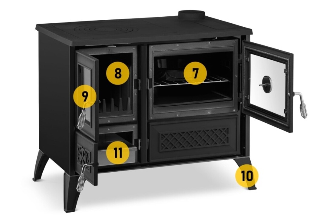 Houtkachel - gietijzer - 9kW - STELLA - zwart