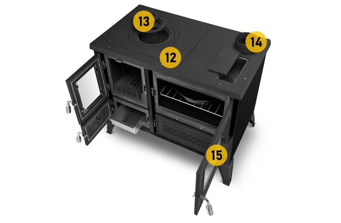 Houtkachel - gietijzer - 9kW - STELLA - zwart