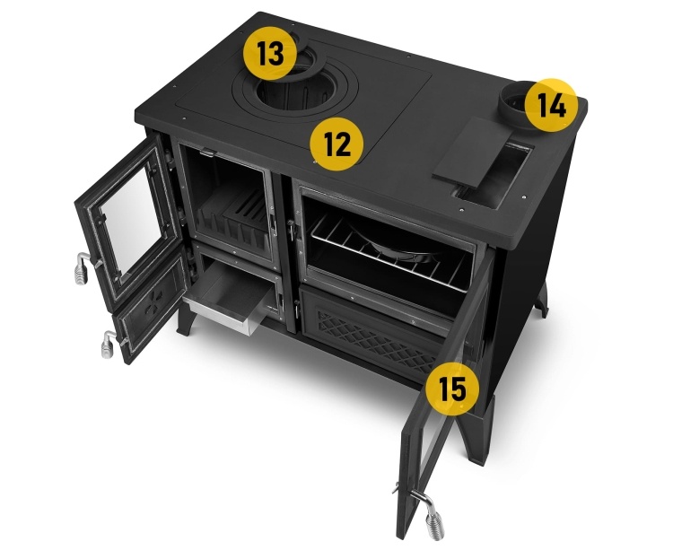 Houtkachel - gietijzer - 9kW - STELLA - zwart