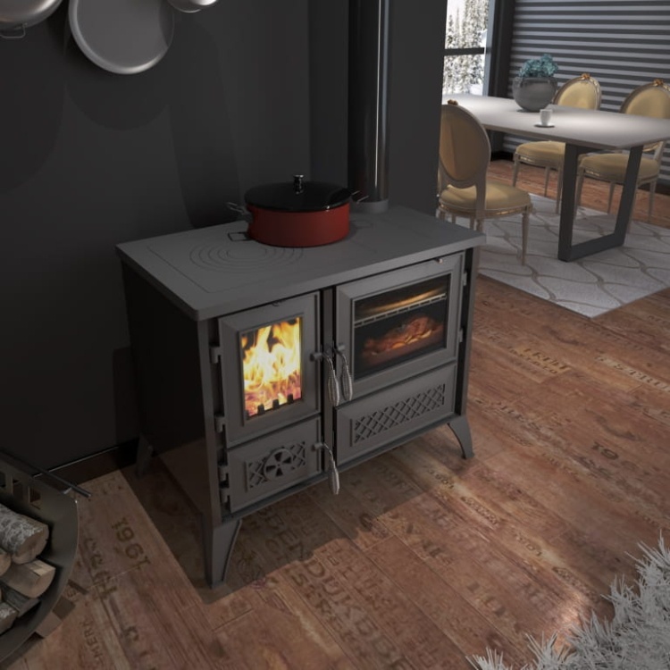 Houtfornuis - houtkachel - gietijzer - 9kW - STELLA - zwart