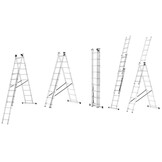 HIGHER Aluminium Multifunctionele Ladder 3x9 - 7.10m - 150kg