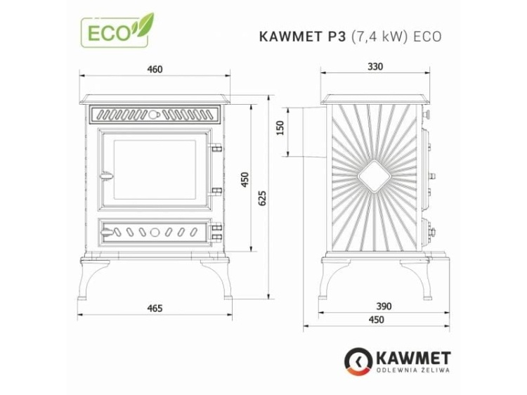 Houtkachel - gietijzer - 7,4 kW - KAWMET