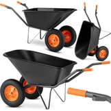 Kruiwagen 150 liter - met 2 wielen - tot 390 kg - zwart/oranje
