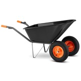 Kruiwagen 150 liter - met 2 wielen - tot 390 kg - zwart/oranje