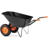 Kruiwagen 150 liter - met 2 wielen - tot 390 kg - zwart/oranje