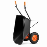 Kruiwagen 150 liter - met 2 wielen - tot 390 kg - zwart/oranje