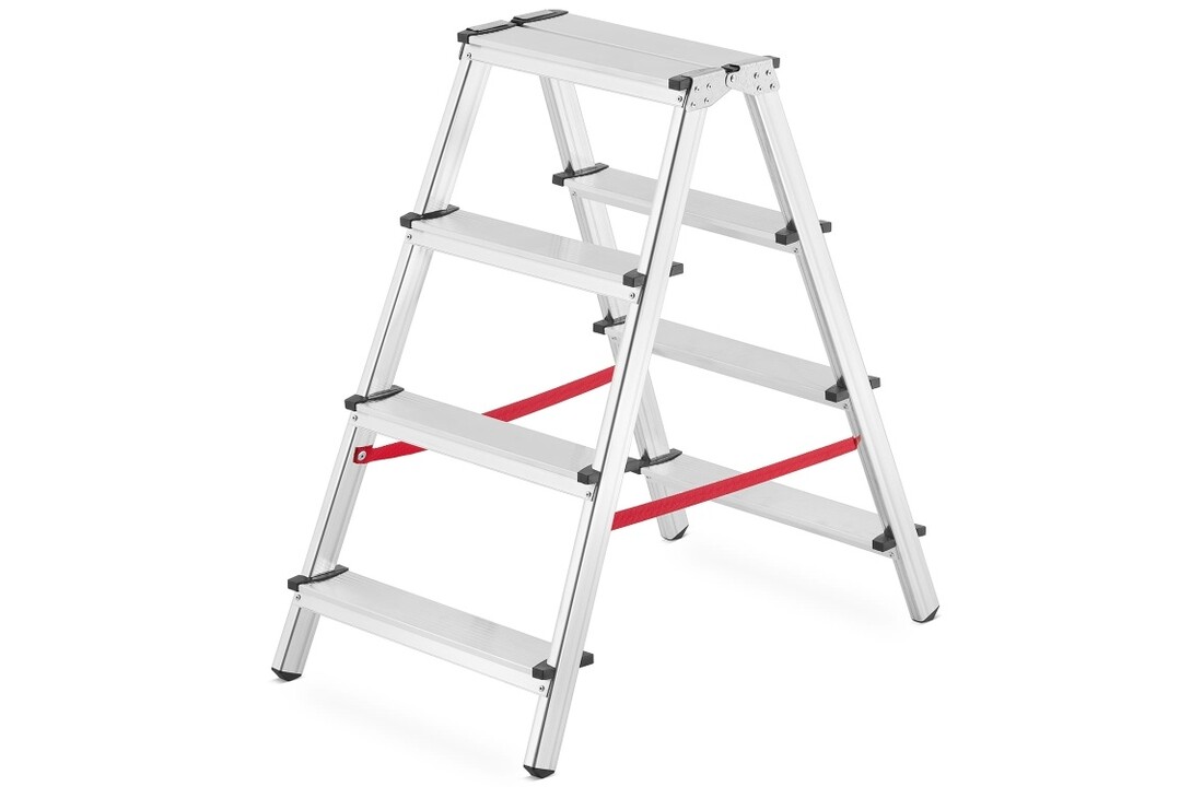 Dubbelzijdige Huishoudladder HIGHER 2x4 treden - 2.85 m werkhoogte