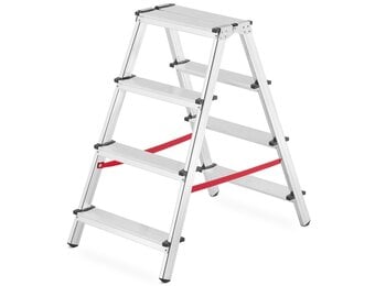 Dubbelzijdige Huishoudladder HIGHER 2x4 treden - 2.85 m werkhoogte