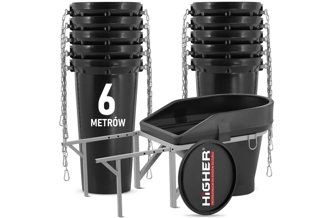 Stortkoker - met draagconstructie - 6 m - Ø 60-41 cm - zwart