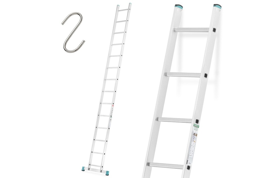 Ladder - 14 treden - aluminium - 5,50 m werkhoogte - tot 150 kg