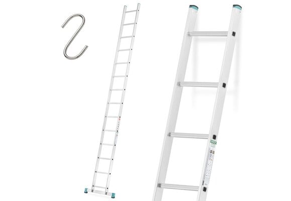 Ladder - 14 treden - aluminium - 5,50 m werkhoogte - tot 150 kg