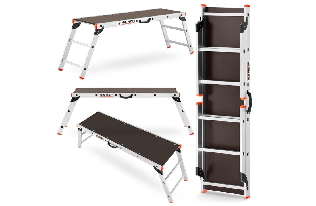 Werkplatform - aluminium - inklapbaar - 2,6 m werkhoogte