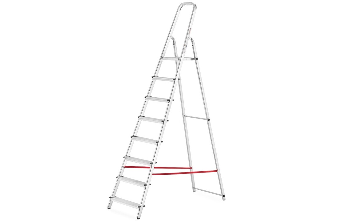 Huishoudtrap - 8 treden - aluminium - 3,6 m werkhoogte