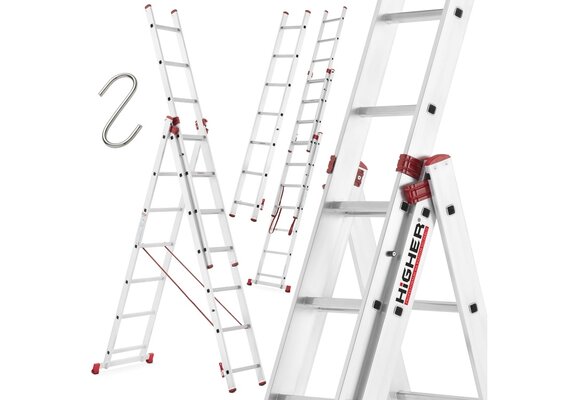 Vouwladder - reformladder - 3x7 treden - werkhoogte 4,49m