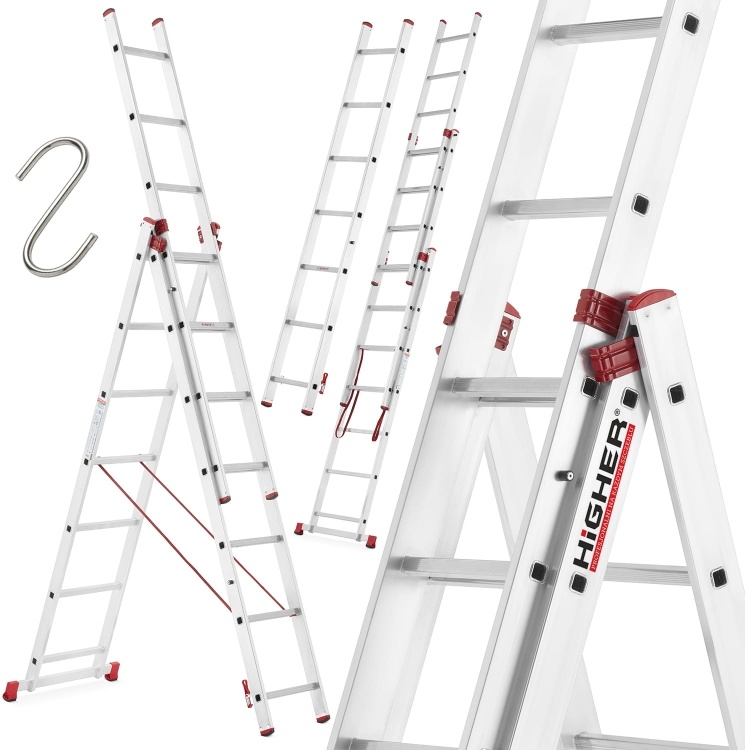 Vouwladder - reformladder - 3x7 treden - werkhoogte 4,49m