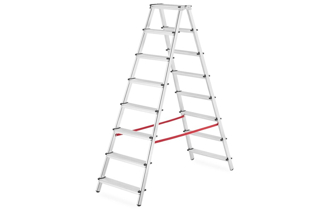 Huishoudtrap 2x 8 treden - aluminium - werkhoogte 370 cm