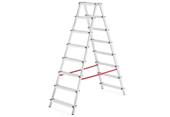 Huishoudtrap 2x 8 treden - aluminium - werkhoogte 370 cm