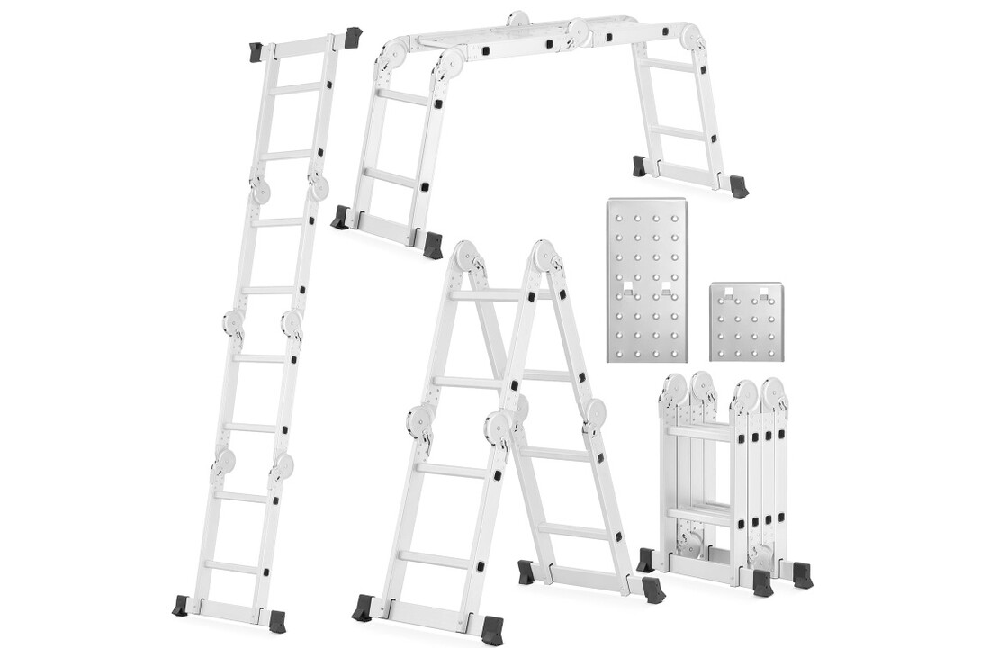 HIGHER Multifunctionele Vouwladder 4x2 met Werkplatform - 150kg