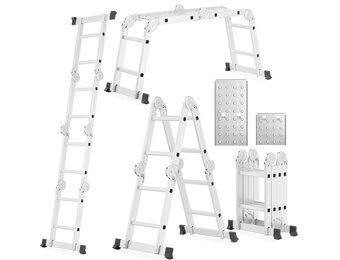 HIGHER Multifunctionele Vouwladder 4x2 met Werkplatform - 150kg