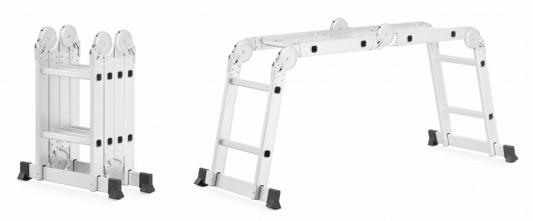 HIGHER Multifunctionele Vouwladder 4x2 met Werkplatform - 150kg