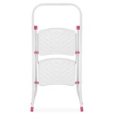 HIGHER 2-treden opvouwbare huisladder - wit/roze